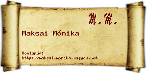 Maksai Mónika névjegykártya